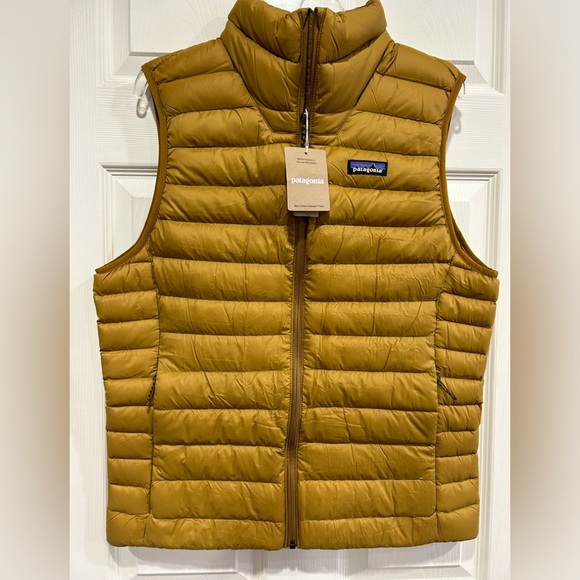 Patagonia Men’s XXL Down Sweater Vest Raptor Brown Dark Yellow NWT Puffer Puff - Picture 1 of 7